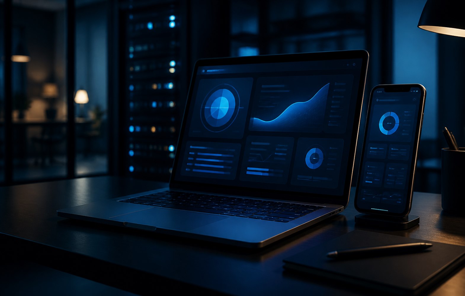 Sistema empresarial integrado em computador e celular